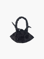 Mini Aurora handbag in black rose velvet flock