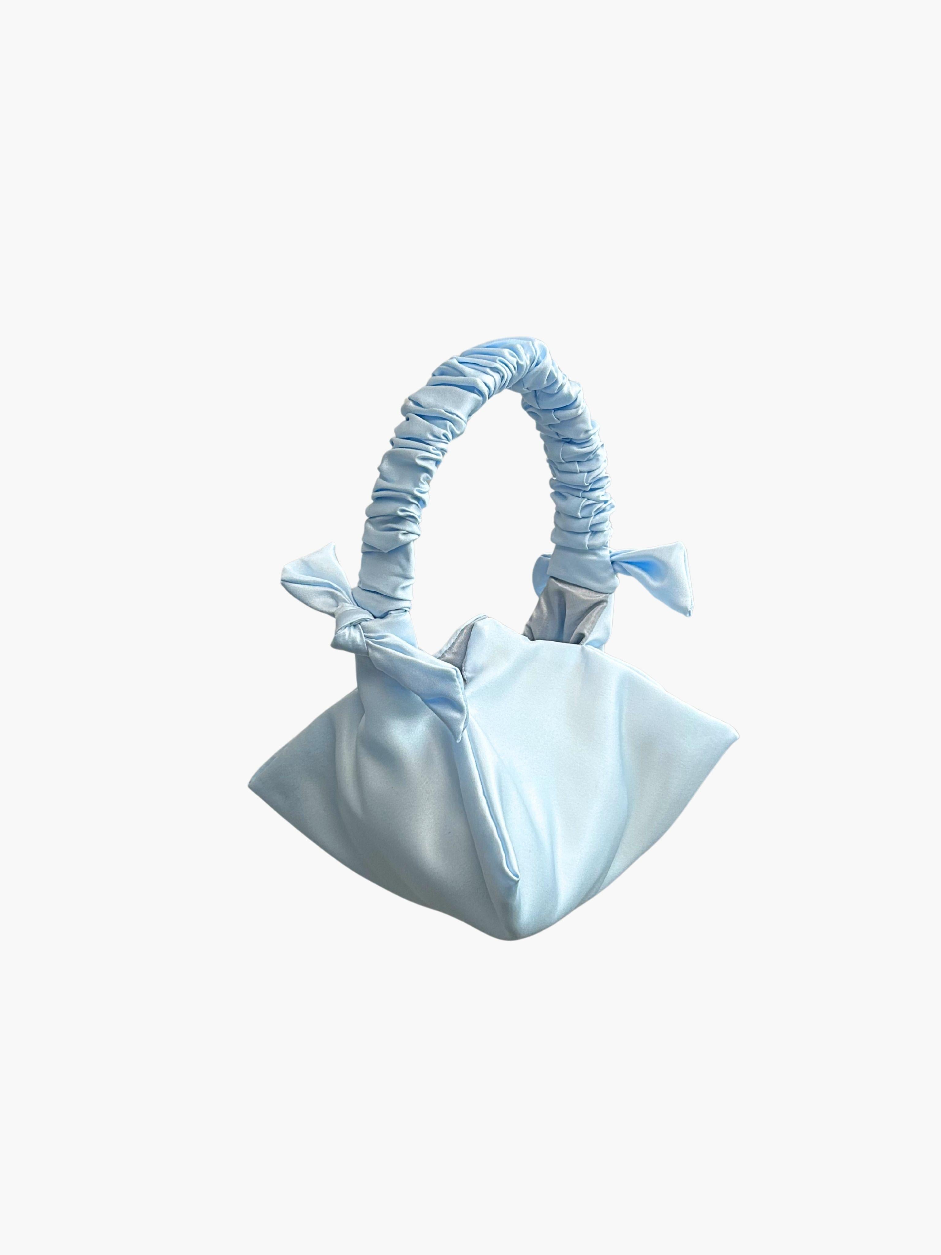 Mini Aurora bridal handbag in blue satin