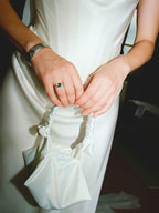 Mini Aurora bridal handbag in blue satin