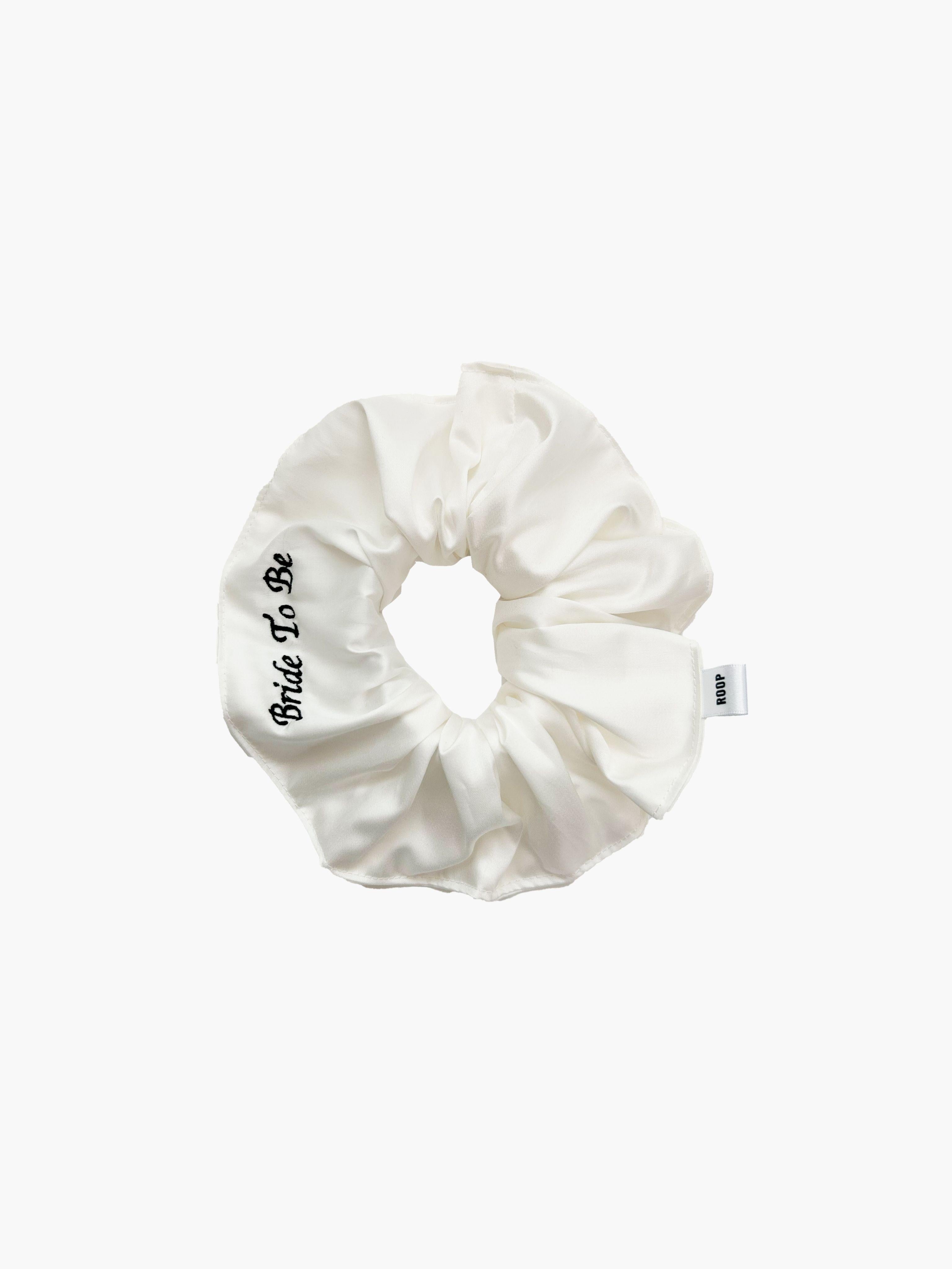 Melissa bridal scrunchie in ivory bamboo silk- Bride to be