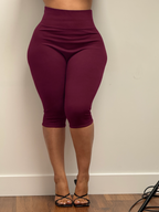 The Cotton Tummy Control Capri (burgundy)