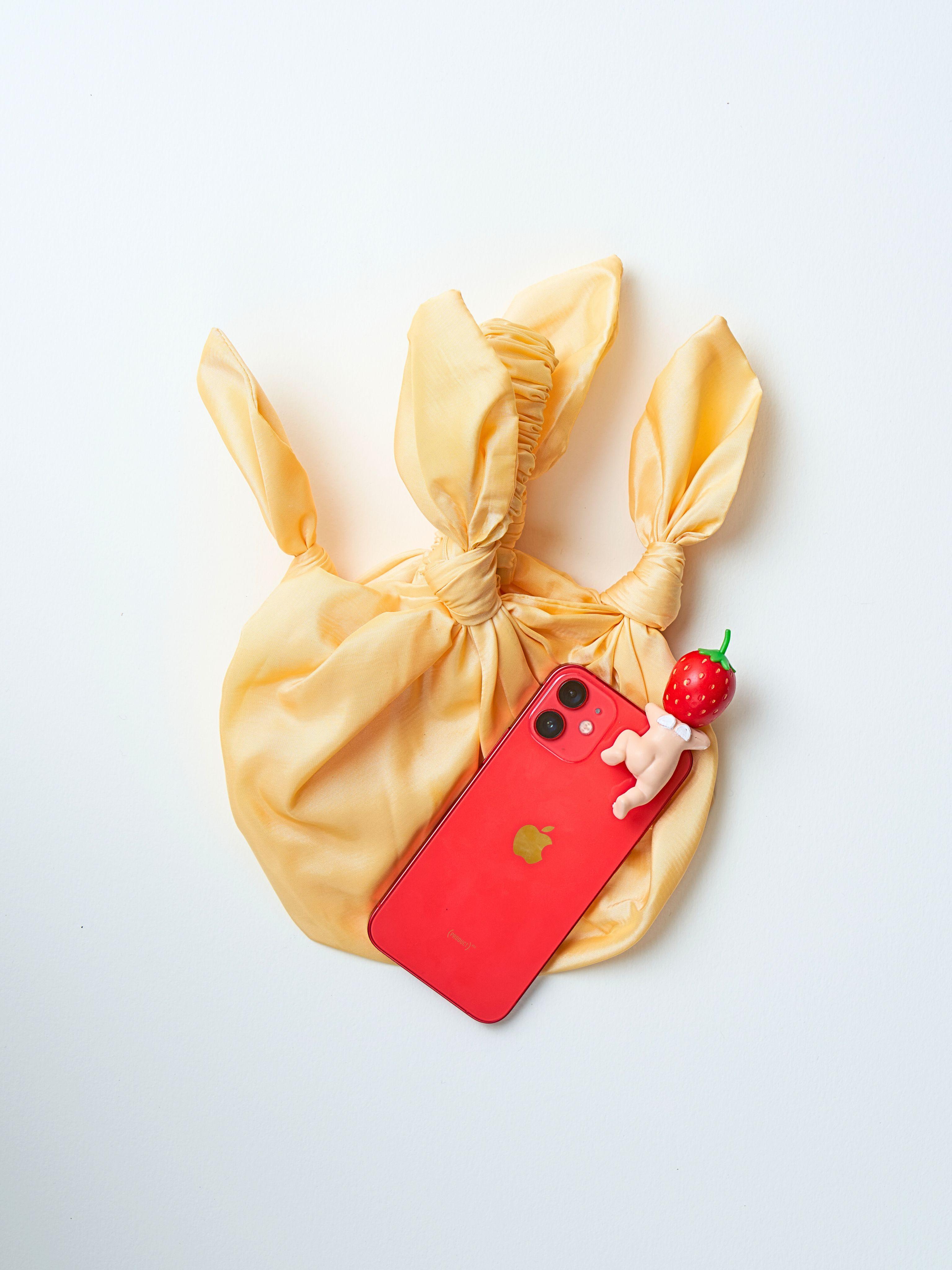 Bamboo silk baby furoshiki bridal handbag in white