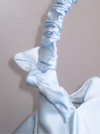 Mini Aurora bridal handbag in blue satin