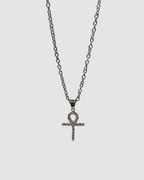 CZ ANKH NECKLACE - SILVER