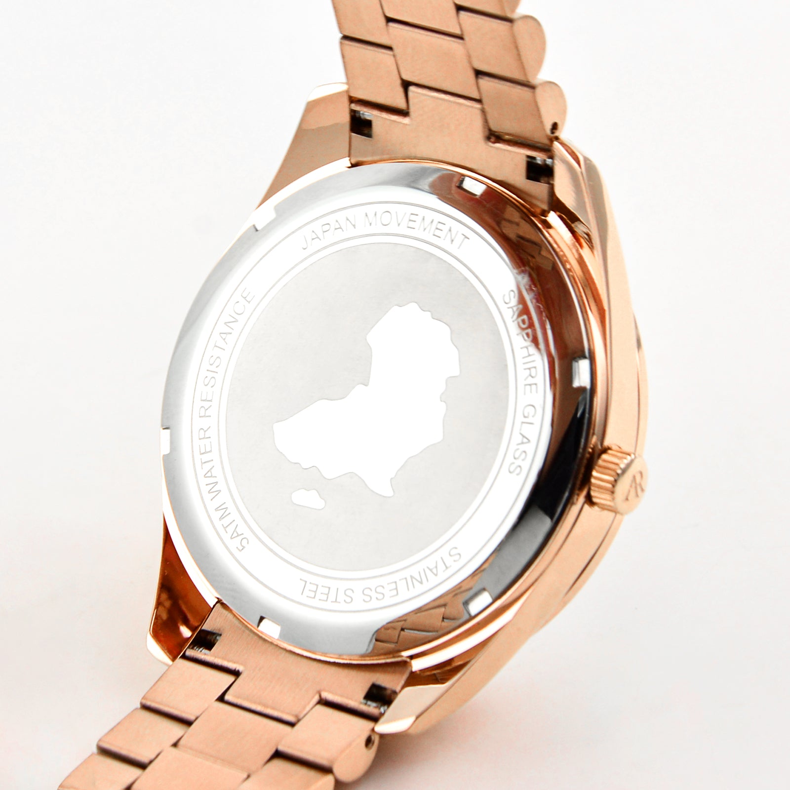 Rosegold/White - black leather strap Villa
