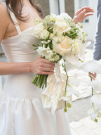 Bamboo silk baby furoshiki bridal handbag in white