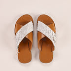 Pike Leather Sandal: Caramel + White