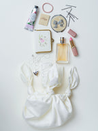 Bamboo silk bridal furoshiki handbag in white