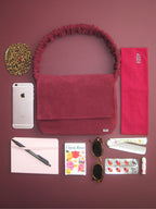 Francis shoulder bag in burgundy faux suede