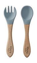 Bamboo Spoon and Fork Set (Muted Blue)