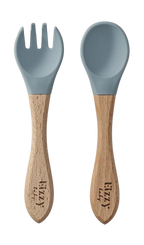 Bamboo Spoon and Fork Set (Muted Blue)