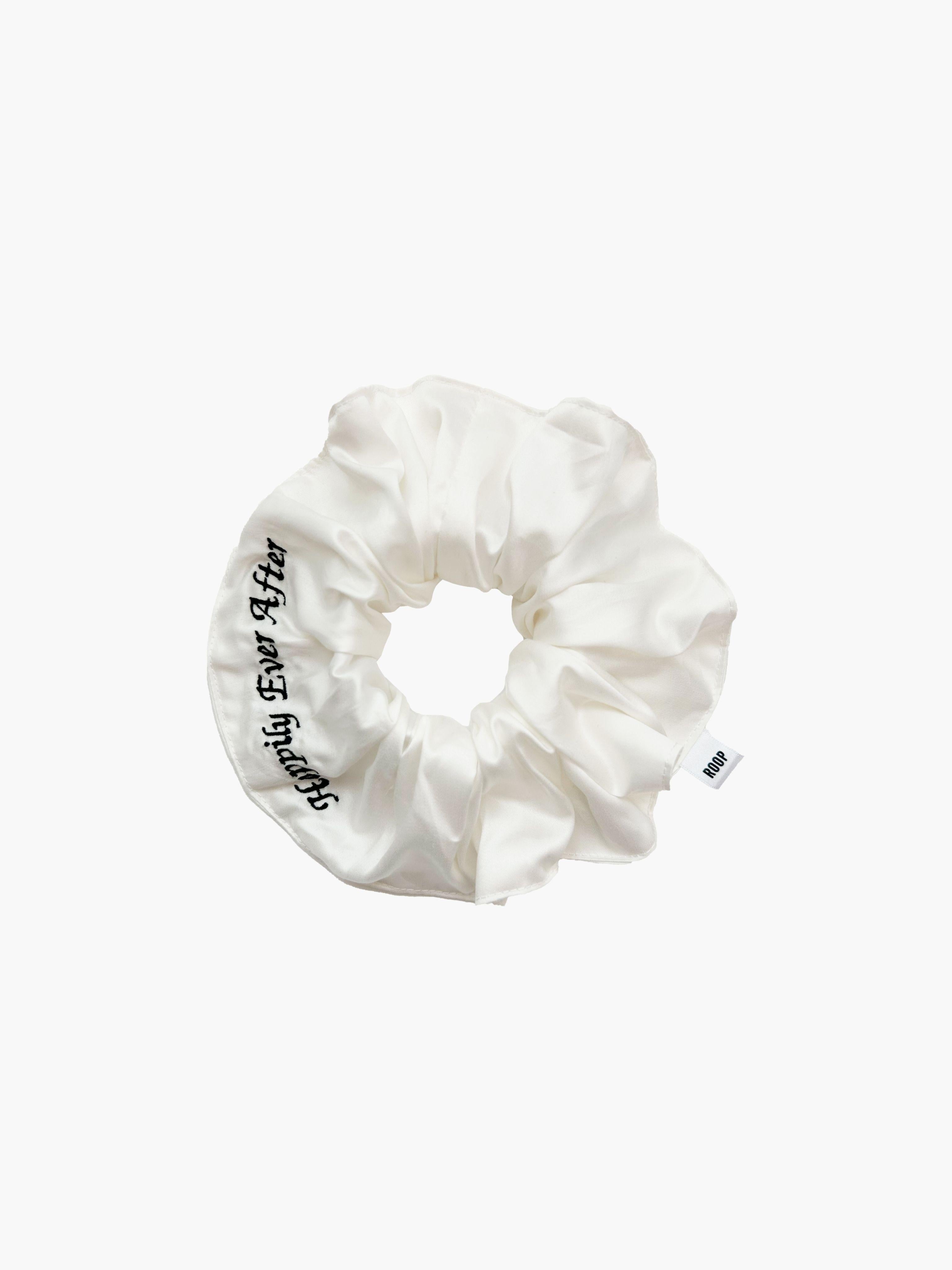 Melissa bridal scrunchie in ivory bamboo silk- Happily ever after