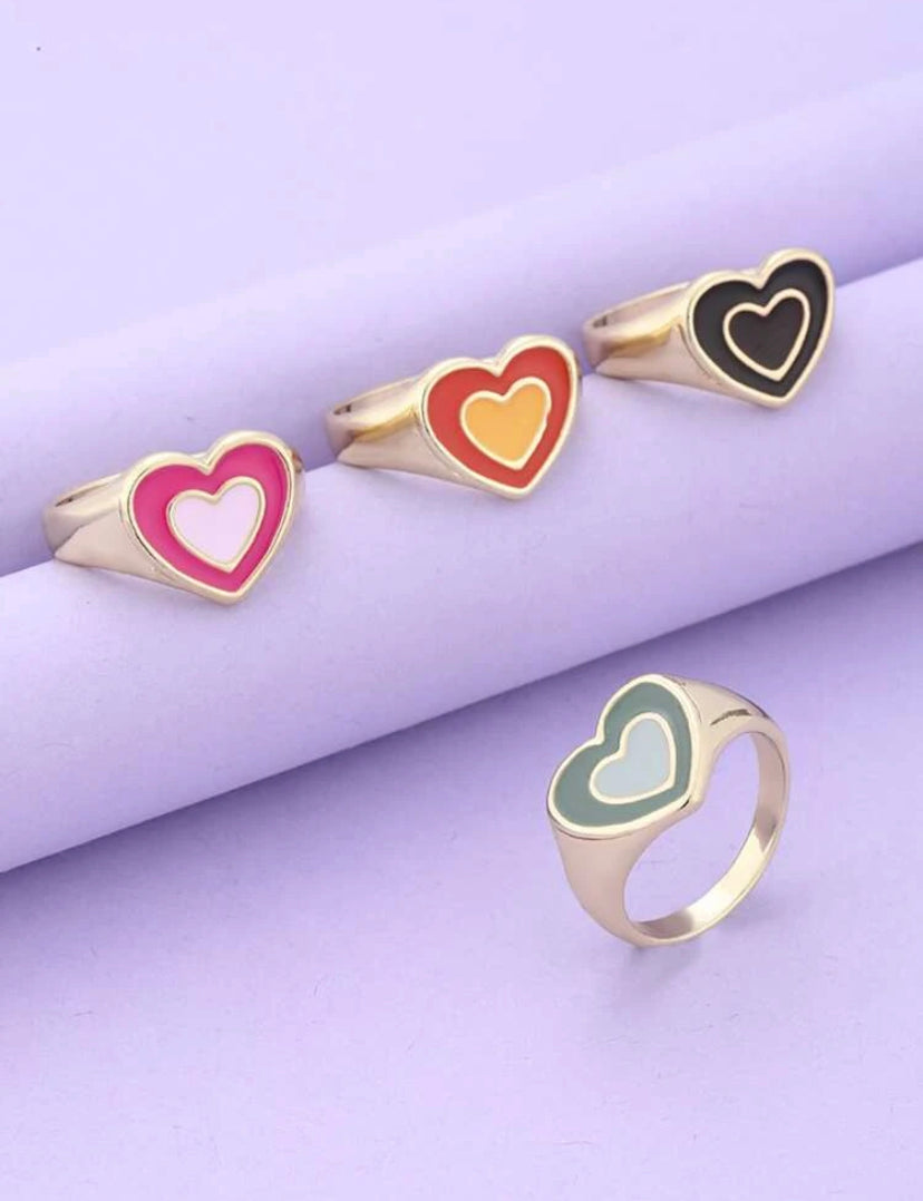 4pcs Heart Rings