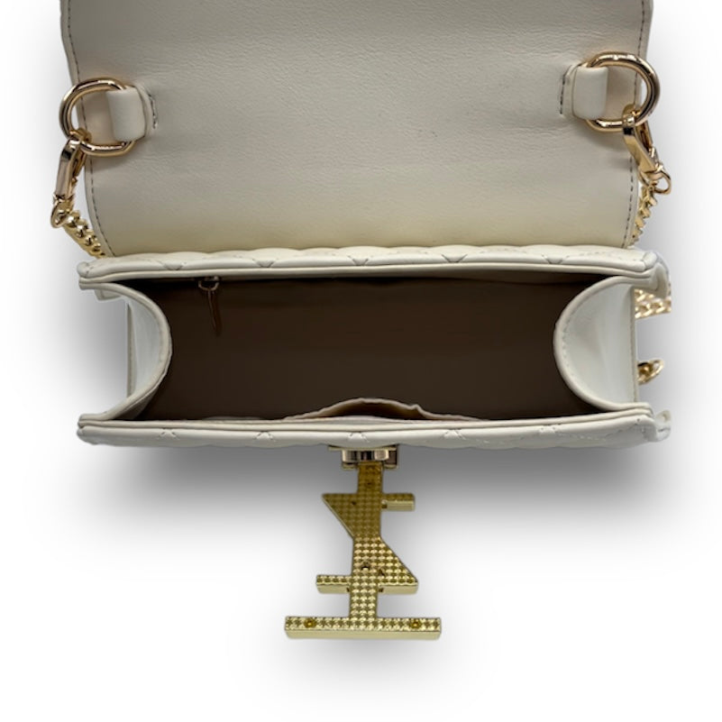 AJANI Leather Croc crossbody bag - Pearl