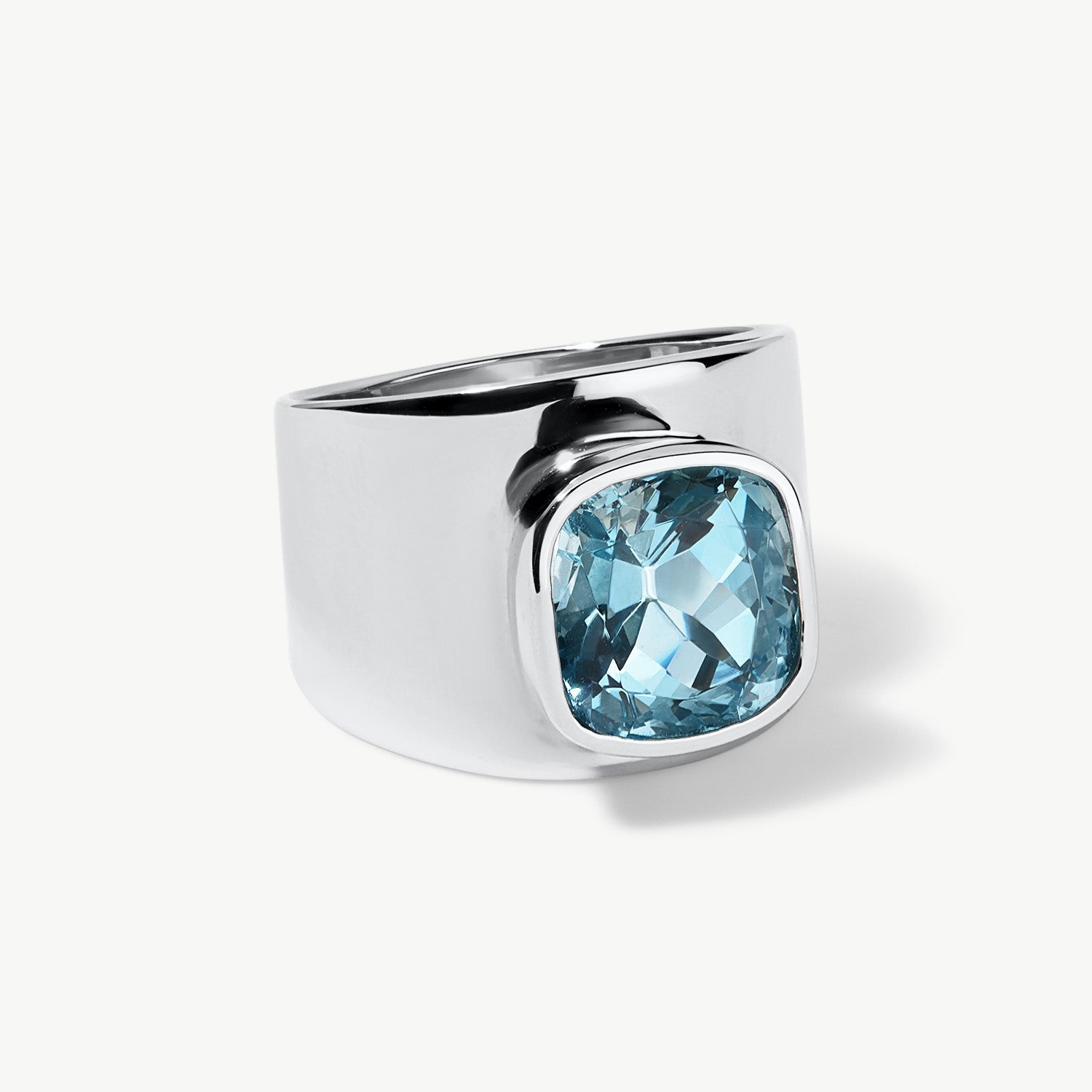 Lilly Solitaire Ring | Tidal Light, Aquamarine in Platinum