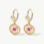Stargazer Earrings | Eye of Fire, 14K Gold with Ruby