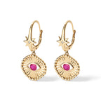 Stargazer Earrings | Eye of Fire, 14K Gold with Ruby