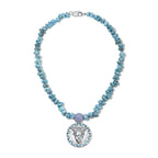 Reava Pendant | Goddess Mask, Chalcedony & Turquoise