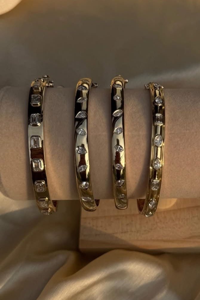 Lab Diamond Bangles 14k Gold