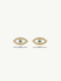 Evil Eye Stud Earrings With Aquamarine