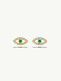 Evil Eye Stud Earrings With Emeralds