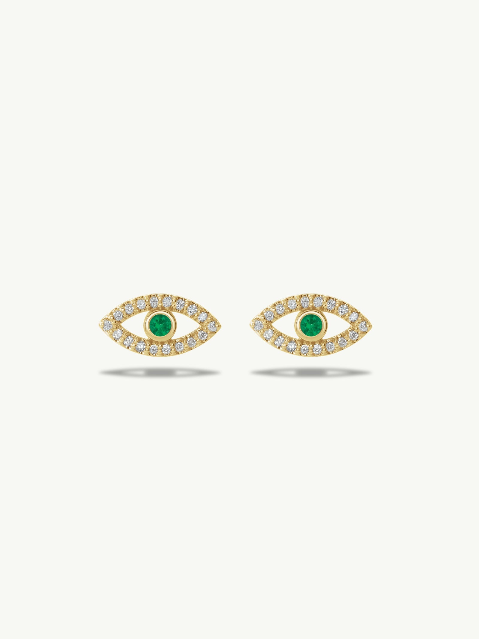 Evil Eye Stud Earrings With Emeralds