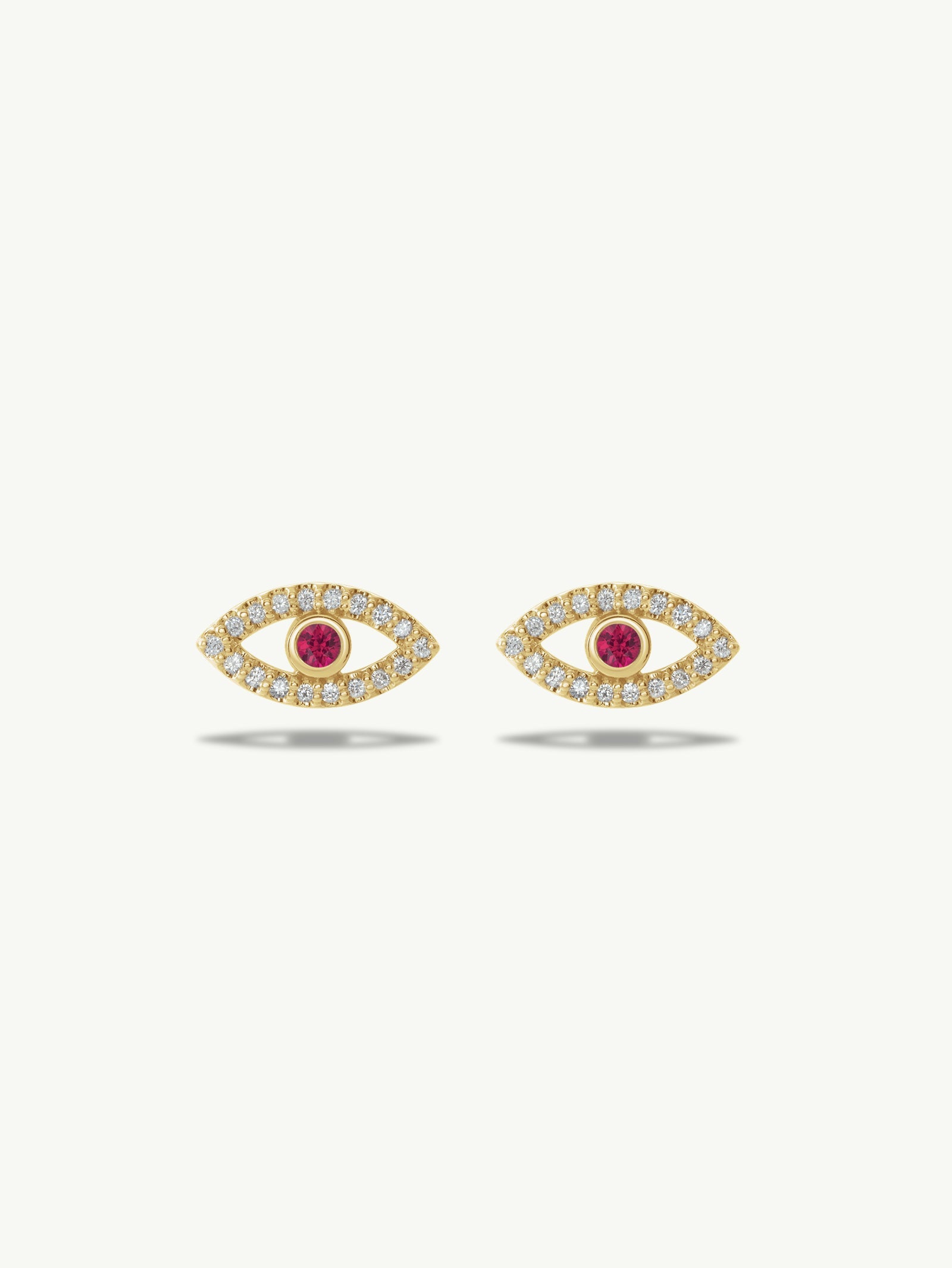 Evil Eye Stud Earrings With Rubies
