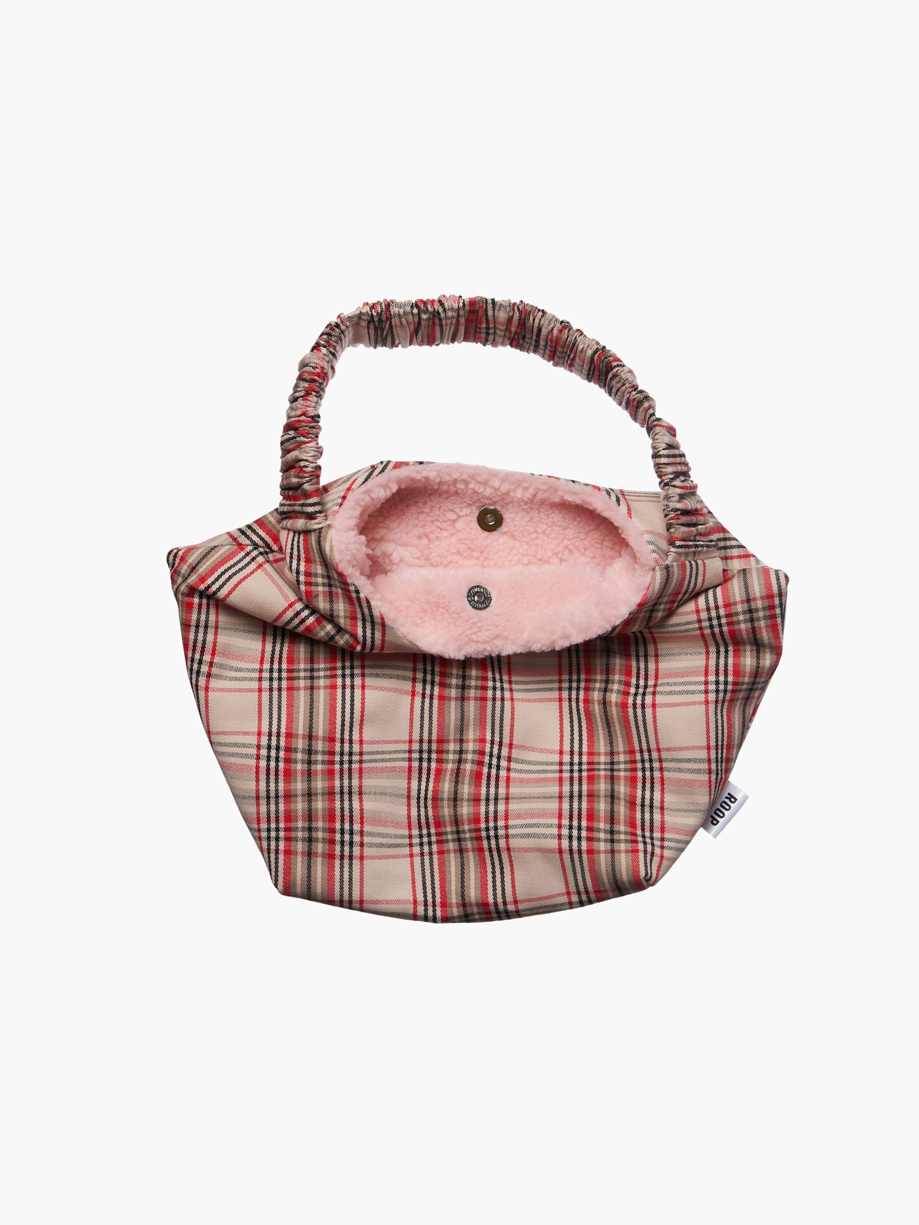 Matilda tote in beige warped check