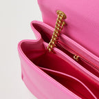 MEDIUM PEBBLE FLAP BAG - HOT PINK