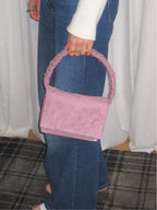 Francis shoulder bag in embroidered lilac faux suede
