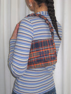 Francis shoulder bag in navy warped check