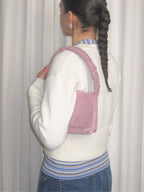 Francis shoulder bag in embroidered lilac faux suede