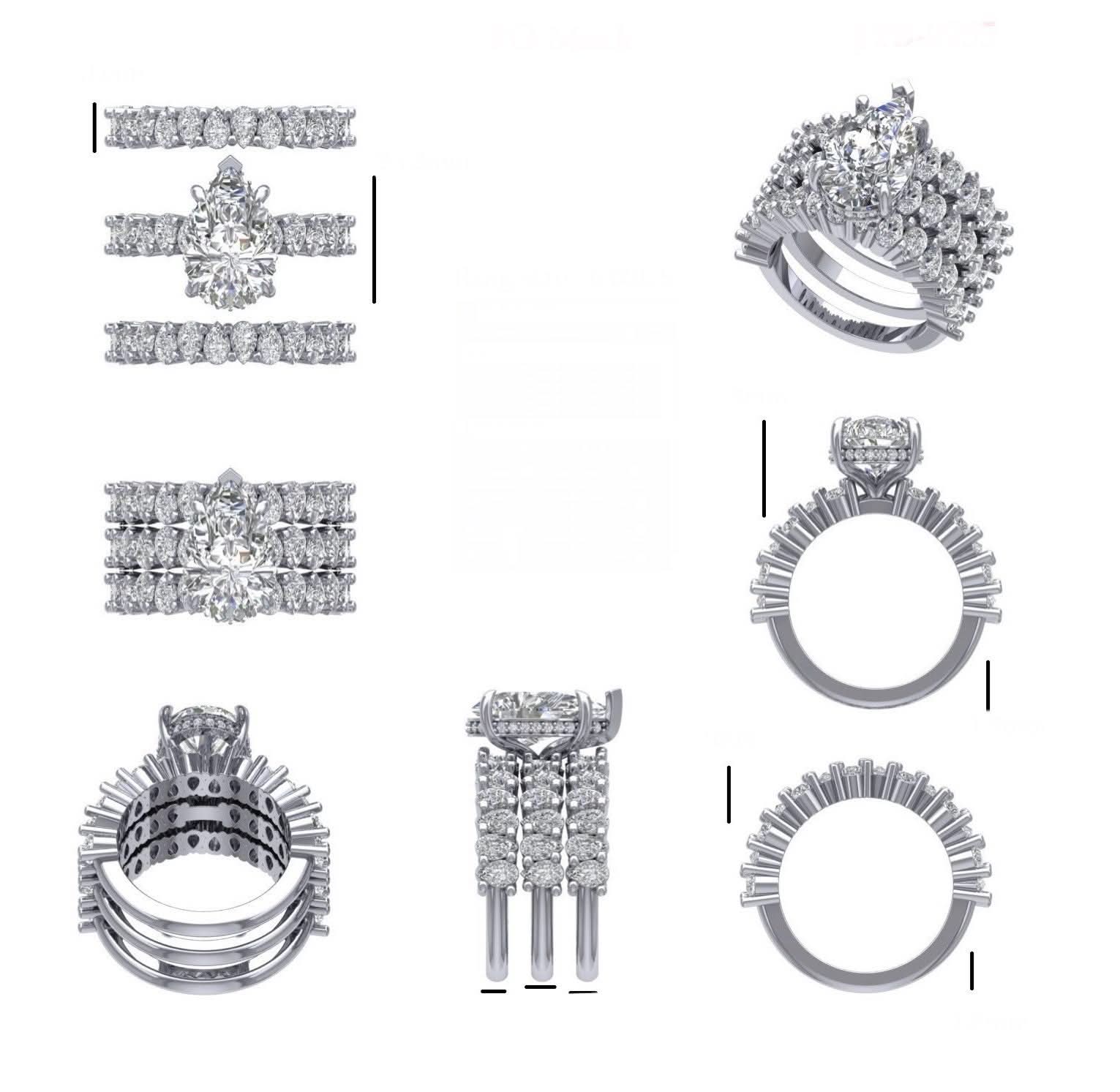 Pear Engagement Ring Wedding Bands 3 Ring Set