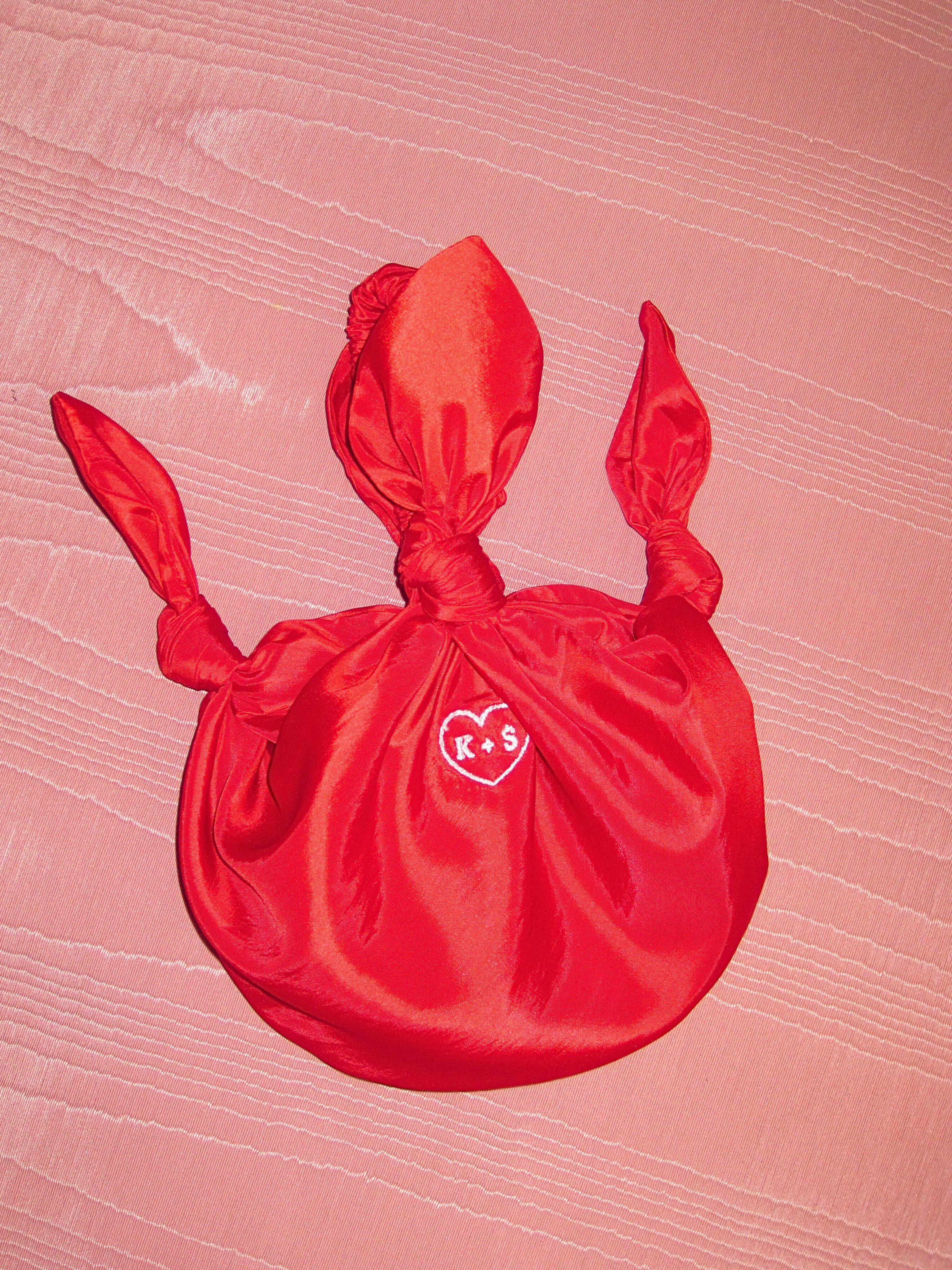 Bamboo silk baby furoshiki bridal handbag in white