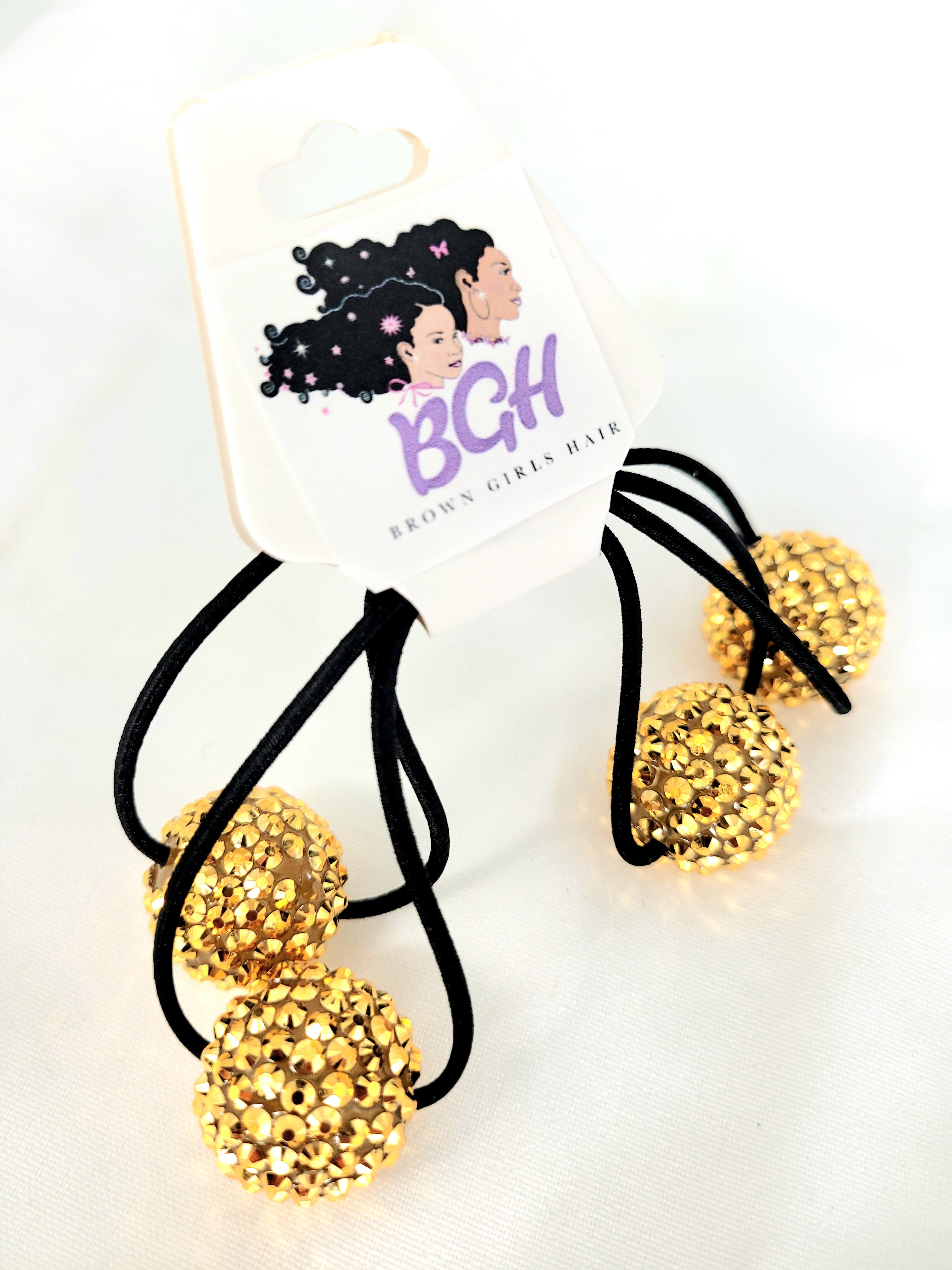 Brown Girls Hair® LARGE Bling Hair Ballies | Hair Ties Knockers Bobbles Ponytail Holders