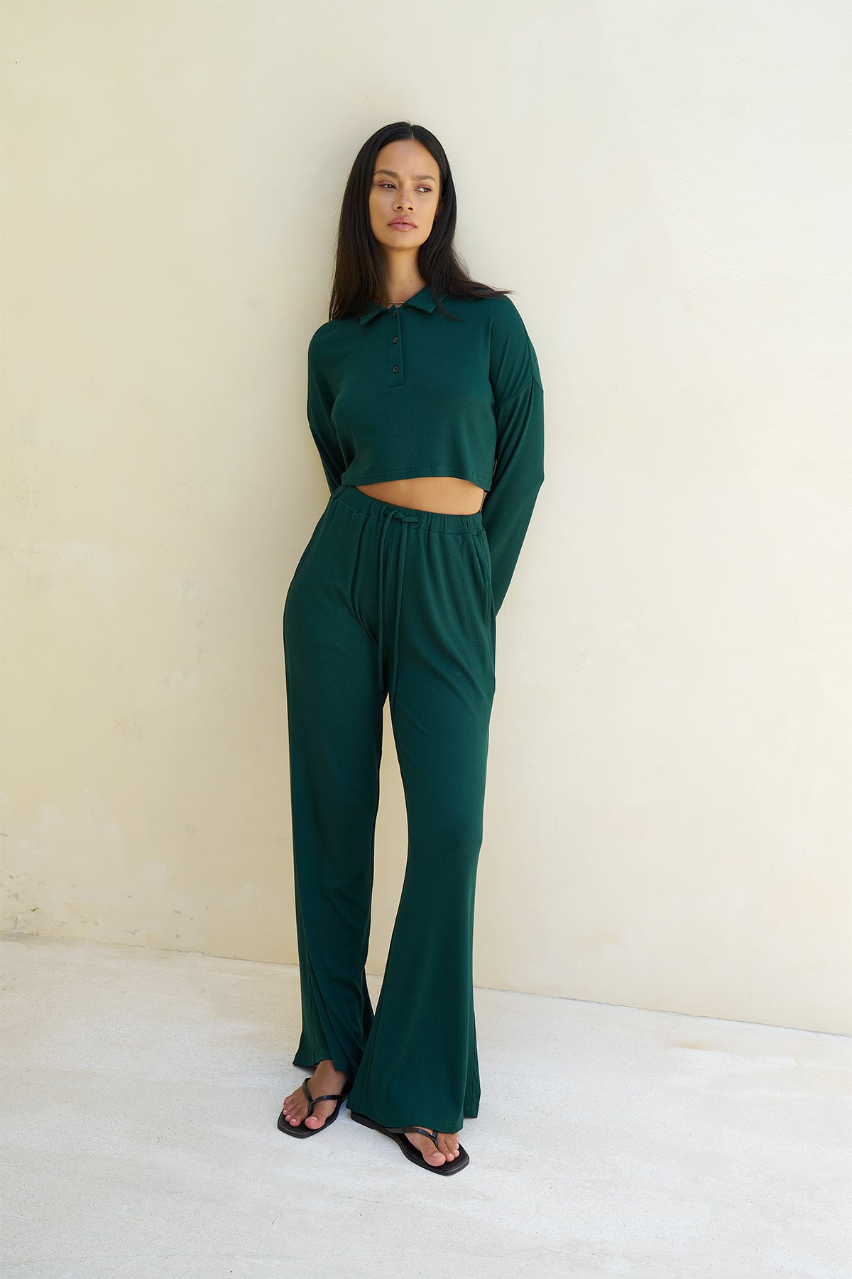Rory Oversized Crop - Forest Green