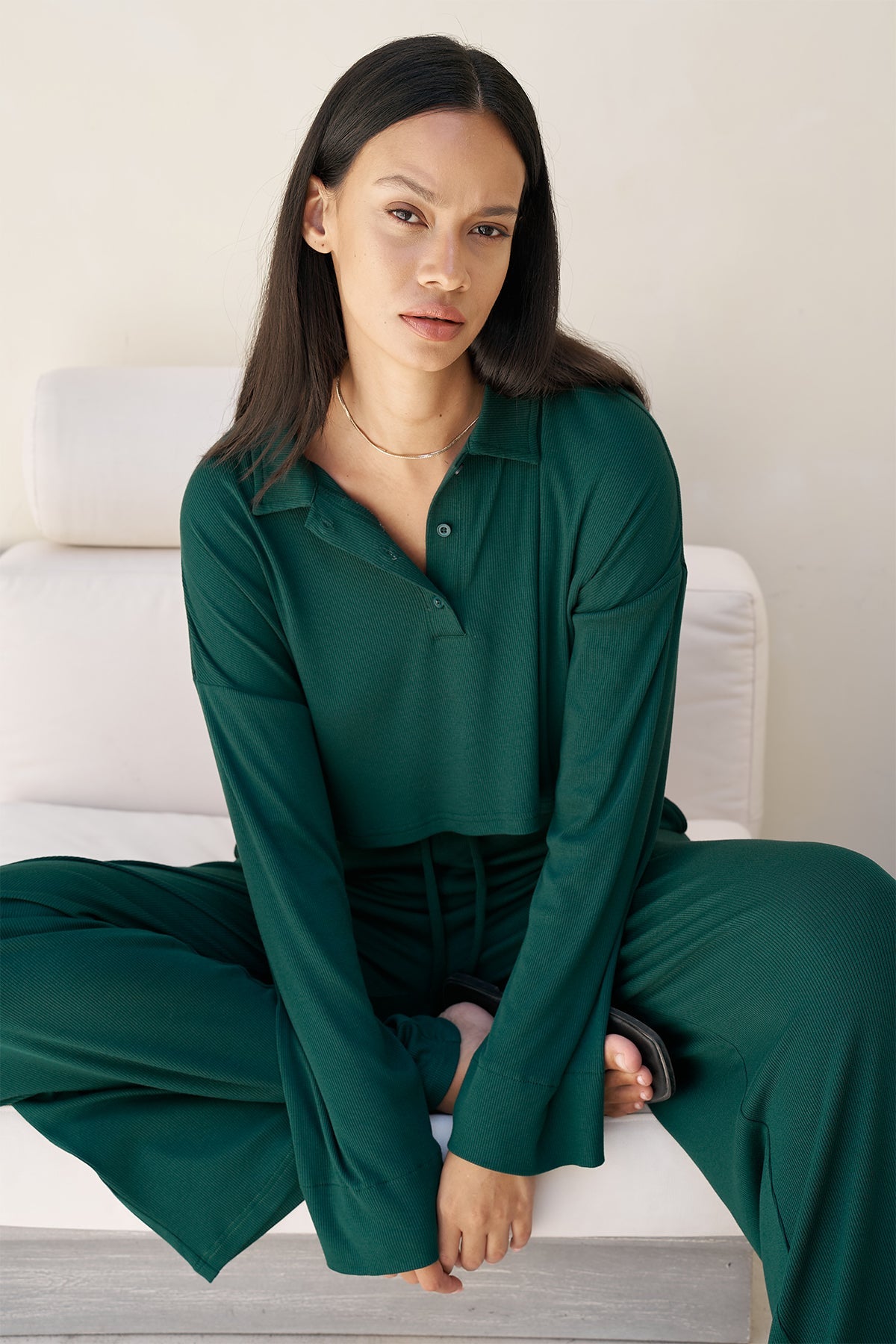 Rory Oversized Crop - Forest Green