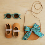 Scalloped Leather Crossbody Kid's Purse in Caramel