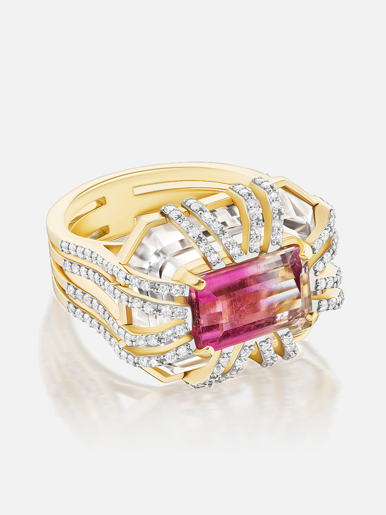 "Tie Dye" 3.89ct Bi-Color Tourmaline "Bianca" Ring