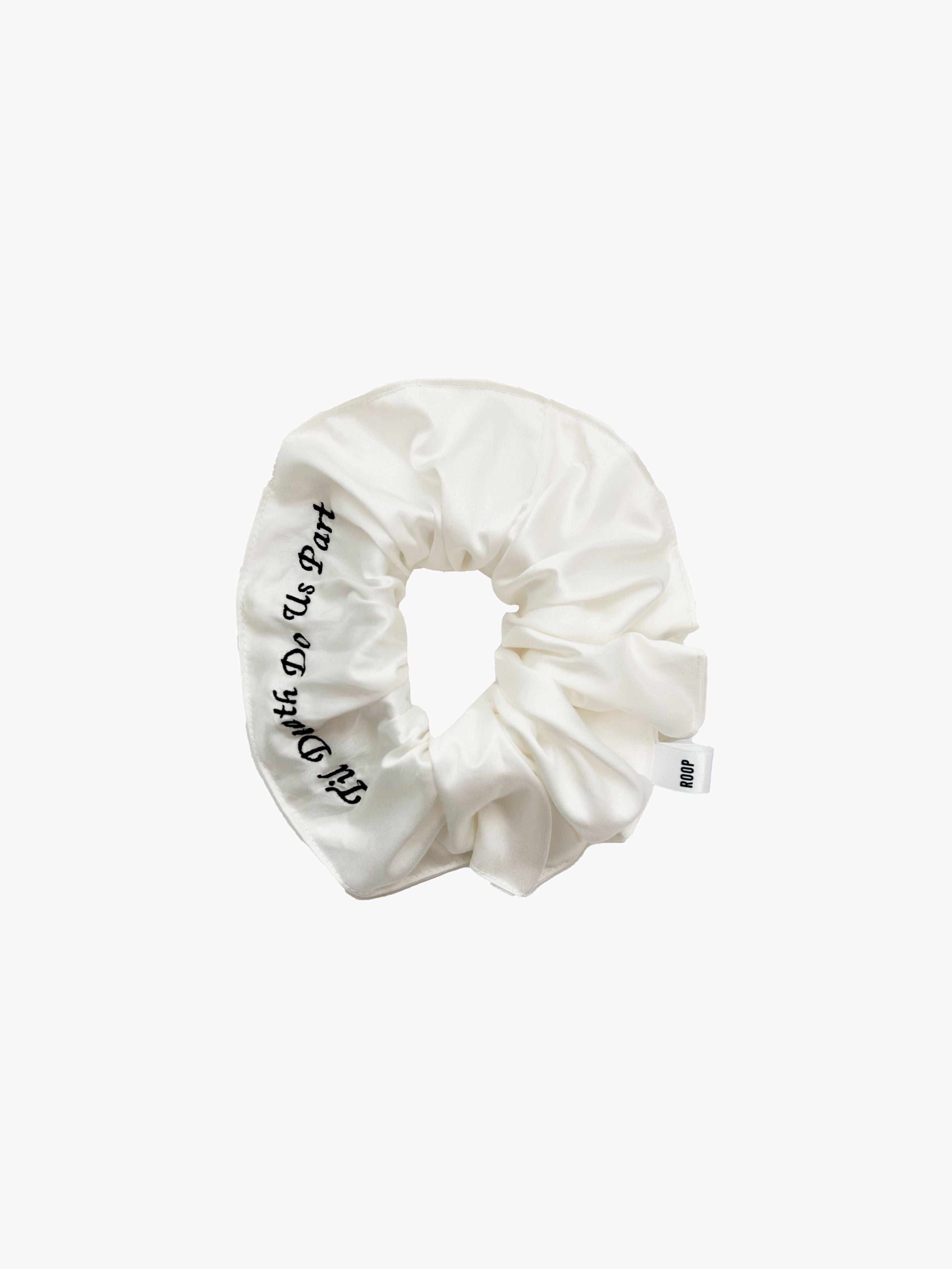 Melissa bridal scrunchie in ivory bamboo silk- Til death do us part