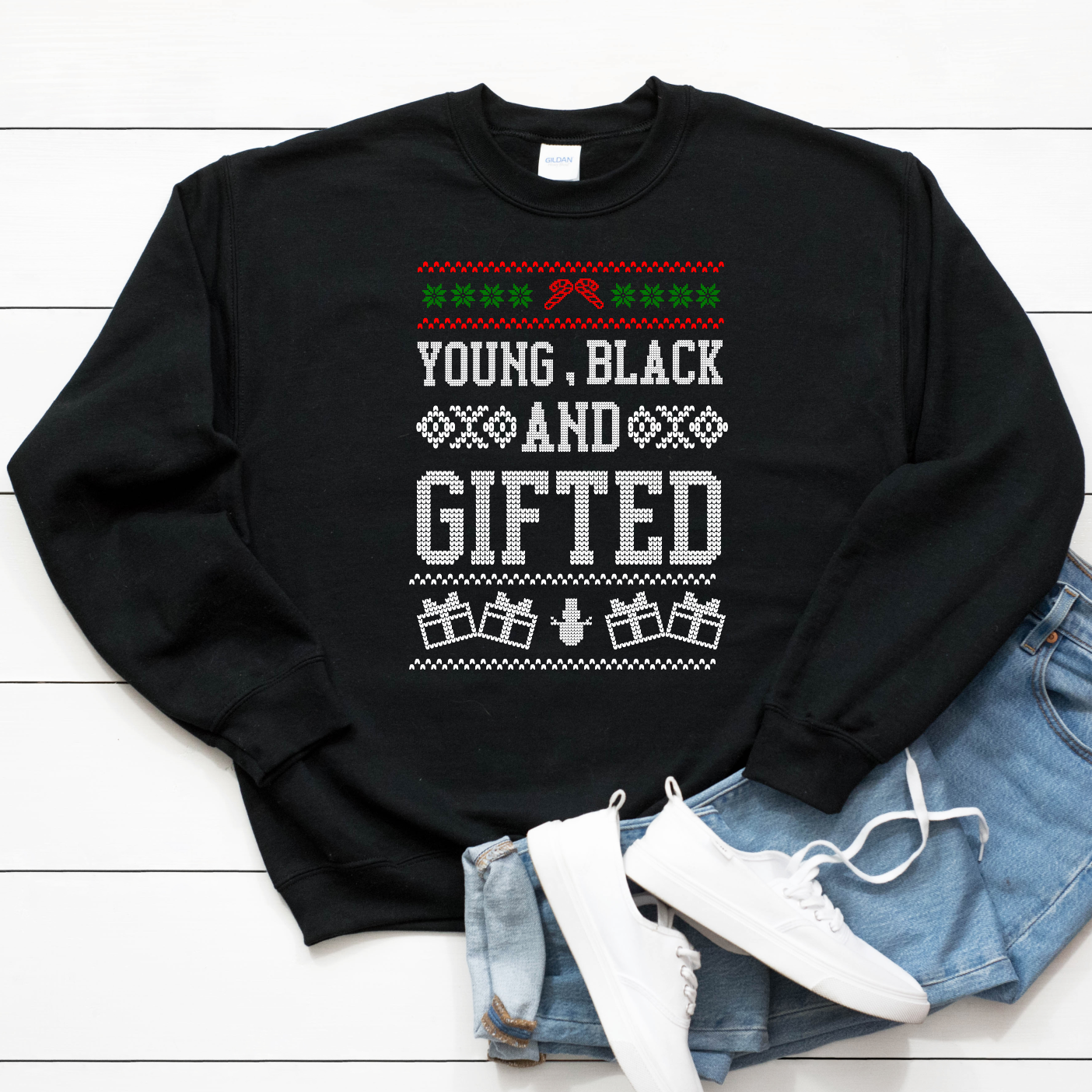 Young Black Gifted Ugly Christmas Sweater - Unisex Christmas Sweater